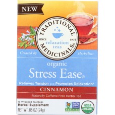 TRADITIONAL MEDICINALS: Organic Stress Ease Cinnamon Tea 16 Tea Bags, 0.85 oz