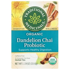 TRADITIONAL MEDICINALS: Tea Chai Dandelion Prbtic, 16 bg