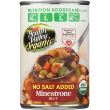 HEALTH VALLEY: Organic Minestrone Soup No Salt Added, 15 Oz