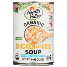 HEALTH VALLEY: Organic Chicken Rice Soup No Salt Added, 15 oz