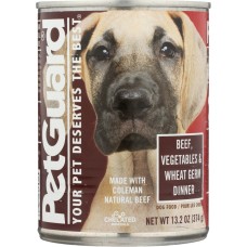 PETGUARD: Beef, Vegetables and Wheat Germ Dinner Canned Dog Food, 13.2 oz