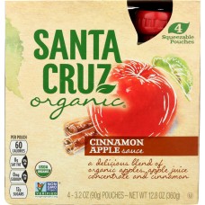 SANTA CRUZ ORGANIC: Cinnamon Apple Sauce 4x3.2oz Pouches, 12.8 oz