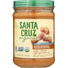 SANTA CRUZ ORGANIC: Dark Roasted Creamy Peanut Butter, 16 oz