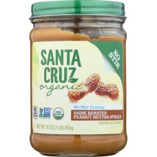SANTA CRUZ: Dark Roasted Creamy Peanut Butter, 16 oz