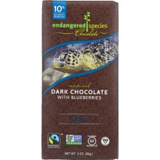 ENDANGERED SPECIES: Natural Dark Chocolate Bar with Blueberries, 3 Oz