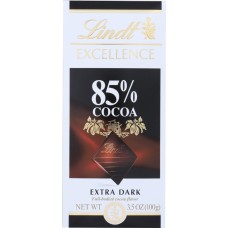LINDT: Excellence 85% Cocoa Extra Dark Chocolate, 3.5 oz