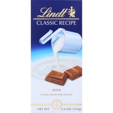 LINDT: Classic Recipe Milk Chocolate Bar, 4.4 O\oz