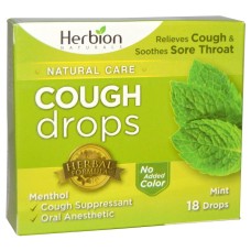 HERBION NATURALS: Cough Drops Mint,18 pc