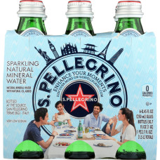SAN PELLEGRINO: Sparkling Natural Mineral Water Glass Bottles 6Pk, 50.7 fo