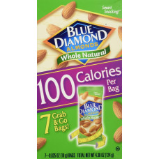 BLUE DIAMOND: Whole Natural On The Go Almonds 7Pk, 4.38 oz