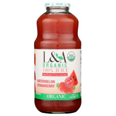 L & A JUICE: Organic Watermelon Strawberry Juice, 32 Oz