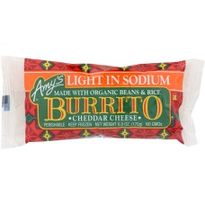 AMYS: Light in Sodium Cheddar Cheese Burrito, 6 oz