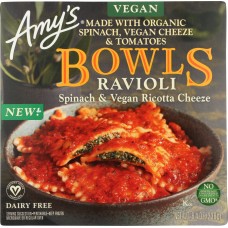 AMYS: Spinach and Vegan Ricotta Cheeze Ravioli Bowls, 8.40 oz