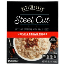 BETTER OATS: Oatmeal Steel Cut Maple & Brown Sugar, 15.1 oz