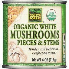 NATIVE FOREST: Organic White Mushroom Pieces and Stems, 4 oz