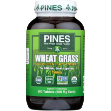 PINES WHEAT GRASS: Organic Wheat Grass 500 mg, 500 Tablets