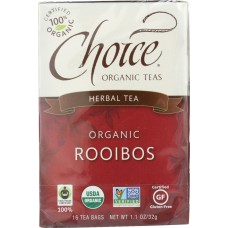 CHOICE ORGANIC TEAS: Organic Rooibos Herbal Tea 16 Tea Bags, 1.27 Oz