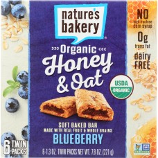 NATURES BAKERY: Organic Honey & Oat Bar Blueberry, 7.8 oz