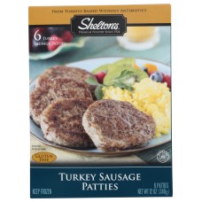 SHELTON'S POULTRY: Turkey Sausage Patties, 12 oz