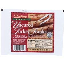 SHELTON'S: Uncured Turkey Frank, 12 oz