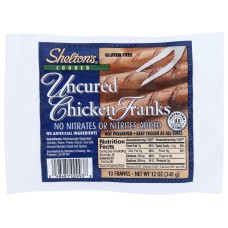 SHELTON'S POULTRY: Chicken Frank Uncured, 12 oz