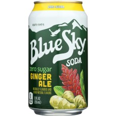 BLUE SKY: Zero Sugar Soda Ginger Ale 6-12oz, 72 oz