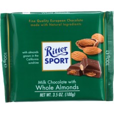 RITTER SPORT: Milk Chocolate with Whole Almonds, 3.5 oz