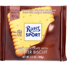 RITTER SPORT: Milk Chocolate with Butter Biscuit, 3.5 oz