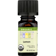 AURA CACIA: Organic Lemon Essential Oil, 0.25 oz