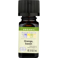 AURA CACIA: Organic Orange Sweet Essential Oil, 0.25 oz
