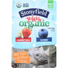 STONYFIELD: YoKids Yogurt Lowfat Organic Blueberry Strawberry Vanilla 6 Count, 24 oz
