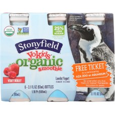 STONYFIELD: Organic YoKids Smoothies Very Berry 6 Count, 18.6 Oz