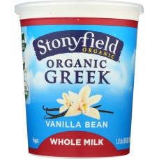 STONYFIELD: Organic Greek Whole Milk Vanilla Bean Yogurt, 30 oz