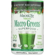 MACROLIFE NATURALS: Macro Greens Nutrient-Rich Superfoods, 10 oz