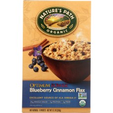 NATURE'S PATH: Organic Optimum Power, Hot Oatmeal, Blueberry Cinnamon Flax, 8 Packets, 11.2 Oz