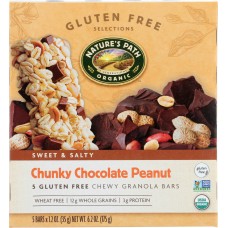 NATURE'S PATH: Organic Chewy Granola Bars Gluten Free Chunky Chocolate Peanut 5 Bars, 6.2 oz