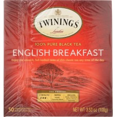 TWININGS OF LONDON: Tea Classics English Breakfast Tea, 50 Tea Bags, 3.53 oz