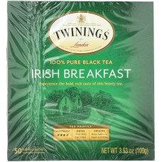 TWININGS: 100% Pure Black Tea Irish Breakfast, 50 Tea Bags