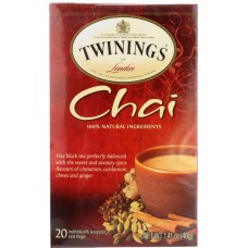 TWINING TEA: Tea Chai Tea 100% Natural Ingredients, 20 Tea Bags, 1.41 oz