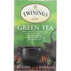 TWININGS OF LONDON: Tea Green Tea Light Flavour Strength, 20 Tea Bags, 1.41 Oz