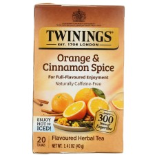 TWINING TEA: Orange & Cinnamon Spice Herbal Tea, 20 bg