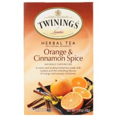 TWINING TEA: Orange & Cinnamon Spice Herbal Tea, 20 bg