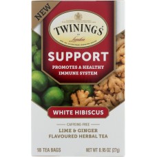 TWINING TEA: Support Lime & Ginger Herbal Tea, 18 bg