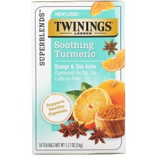 TWINING TEA: Soothe Orange & Star Anise Herbal Tea with Turmeric, 18 bg