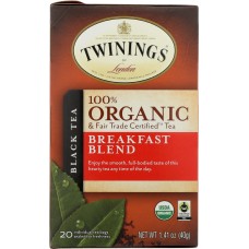 TWINING TEA: Breakfast Blend Organic Tea, 20 bg