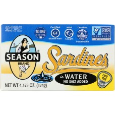 SEASONS: Sardines in Water No Salt Added, 4.375 oz