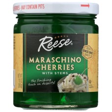 REESE: Green Maraschino Cherries with Stems, 10 oz