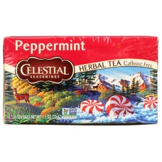 CELESTIAL SEASONINGS: Peppermint Herbal Tea Caffeine Free 20 Tea Bags, 1.1 oz