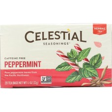 CELESTIAL SEASONINGS: Peppermint Herbal Tea Caffeine Free 20 Tea Bags, 1.1 oz