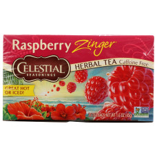 CELESTIAL SEASONINGS: Raspberry Zinger Herbal Tea Caffeine 20 Tea Bags, 1.6 oz CELESTIAL SEASONINGS: Raspberry Zinger Herbal Tea Caffeine 20 Tea Bags, 1.6 oz